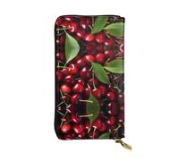 WBQLSL Big Cherries Petite pochette en cuir imprimé 19,1 x 10,4 cm