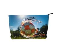 WBQLSL Blitzkrieg Football Sac à cosmétiques en velours côtelé Sac de rangement de voyage peut contenir du rouge à lèvres, de la poudre et d'autres cosmétiques, noir, taille unique
