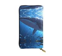 WBQLSL Blue Whale Portefeuille élégant en cuir avec fermeture éclair 19 x 10,5 cm
