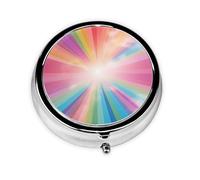 WBQLSL Boîte à médicaments ronde imprimée arc-en-ciel pur avec 3 compartiments pour le rangement portable des médicaments