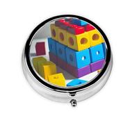 WBQLSL Boîte à médicaments ronde imprimée avec 3 compartiments pour le rangement portable des médicaments