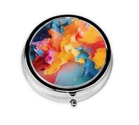 WBQLSL Boîte à médicaments ronde imprimée avec 3 compartiments pour le rangement portable des médicaments