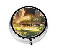 WBQLSL Boîte à médicaments ronde imprimée avec 3 compartiments pour le rangement portable des médicaments