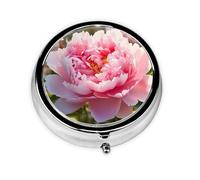 WBQLSL Boîte à médicaments ronde imprimée pivoine avec 3 compartiments pour le rangement portable des médicaments