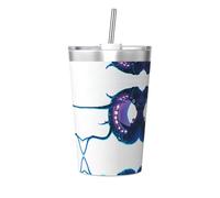WBQLSL Bouteille en acier inoxydable à motif de créature étrange, tasse à paille conique portable amovible, tasse à eau pour sports de plein air