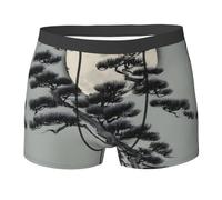WBQLSL Boxer à motif sapin sous la lune - Confortable pour la maison, les trajets et le sport, Noir/blanc, S
