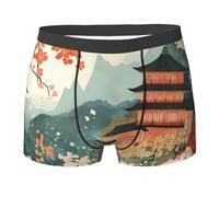 WBQLSL Boxer à motifs illustrés de paysages - Confortable pour la maison, les trajets et le sport, noir, X-Large