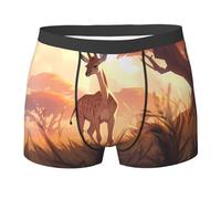 WBQLSL Boxer Africain Savannah Girafe imprimé veau pour homme, élastique, respirant et confortable contre les frottements., Noir , S