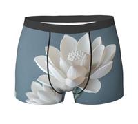 WBQLSL Boxer en porcelaine avec imprimé floral blanc Lotus - Confortable pour un usage quotidien et la maison, Noir , M