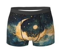 WBQLSL Boxer imprimé aquarelle lune - Confortable pour la maison, les trajets et le sport, Noir , XXL