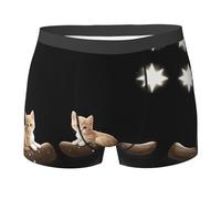 WBQLSL Boxer imprimé chaton regardant les étoiles - Confortable pour la maison, les trajets et le sport, Noir , L