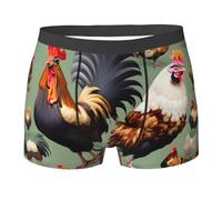 WBQLSL Boxer imprimé coq et poulet - Confortable pour la maison, les trajets et le sport, Noir , M