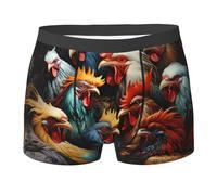 WBQLSL Boxer imprimé coqs colorés debout ensemble - Confortable pour un usage quotidien et la maison, Noir , S