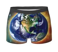 WBQLSL Boxer imprimé Cosmic Earth - Confortable pour un usage quotidien et à la maison, Noir , XXL