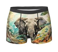 WBQLSL Boxer imprimé éléphants géométriques pour homme, élastique, respirant et confortable contre les frottements., Noir/blanc, L