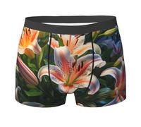 WBQLSL Boxer imprimé Lilies in Bloom - Confortable pour un usage quotidien et la maison, Noir , L