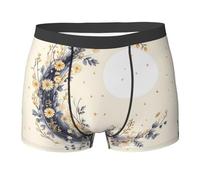 WBQLSL Boxer imprimé lune et fleur - Confortable pour la maison, les trajets et le sport, Noir , S