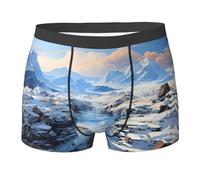 WBQLSL Boxer imprimé paysage de montagne enneigée - Confortable pour un usage quotidien et la maison, Noir , XXL