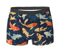 WBQLSL Boxer imprimé petit poisson - Confortable pour un usage quotidien et la maison, Noir , XL