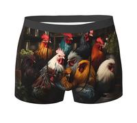 WBQLSL Boxer imprimé portefeuille familial de coq, confortable pour un usage quotidien et à la maison, Noir , L