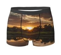 WBQLSL Boxer imprimé Sunset Scene pour homme - Séchage rapide, respirant et confortable pour un usage quotidien, noir, Medium