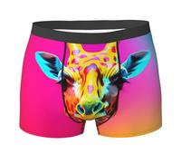 WBQLSL Boxer imprimé tête de girafe pour homme, élastique, respirant et confortable contre les frottements., Noir , XXL