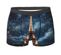 WBQLSL Boxer imprimé Tour de Paris - Confortable pour la maison, les trajets et le sport, Noir , XL