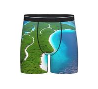 WBQLSL Boxer pour homme « An island in the Ocean » - Tissu respirant - Plusieurs tailles (S-2XL), Noir/blanc, L