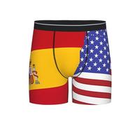 WBQLSL Boxer pour homme avec drapeau américain de l'Espagne - Tissu respirant - Plusieurs tailles (S à 2XL), Noir/blanc, M