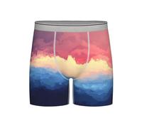 WBQLSL Boxer pour homme avec imprimé dégradé de vague - fraîcheur et confort tout au long de la journée, taille longue (S-2XL), gris clair, XXL