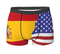 WBQLSL Boxer pour homme imprimé drapeau américain de l'Espagne - Séchage rapide, respirant et confortable pour un usage quotidien, Noir/blanc, M