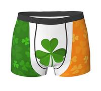 WBQLSL Boxer pour homme imprimé drapeau irlandais, élastique, respirant et confortable contre les frottements., Noir/blanc, L