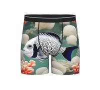 WBQLSL Boxer respirant pour homme avec imprimé poissons tropicaux blancs - multiples, parfait pour montrer votre silhouette, Noir , XXL