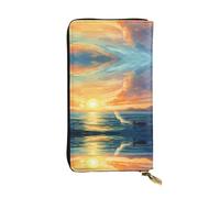 WBQLSL Bright Sunset Portefeuille élégant en cuir avec fermeture éclair 19 x 10,5 cm