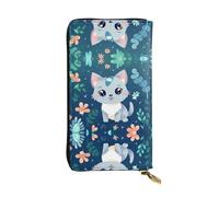 WBQLSL Calico Cat Élégant portefeuille en cuir avec fermeture éclair 19 x 10,5 cm