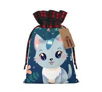 WBQLSL Calico Cat Imprimé Fleur Poche 21,6 x 30,9 cm Décoration de Fête de Vacances Sac Cadeau Sac de Rangement Bonbons Snack