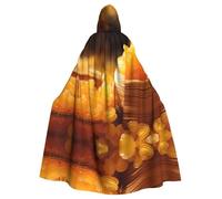 WBQLSL Candy Man Halloween cape bal masqué cape à capuche rave costume de fête (longueur 147 cm/hauteur de la capuche 38 cm)