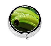 WBQLSL Canna ou Indian Shot Mini boîte à pharmacie avec trois compartiments, petite boîte à médicaments ronde, portable