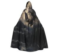 WBQLSL Cape à capuche avec imprimé dragon - Costume de fête de vacances/carnaval pour adultes et enfants