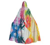 WBQLSL Cape à capuche avec imprimé peinture et empreintes de mains - Costume de fête de vacances/carnaval pour adultes et enfants