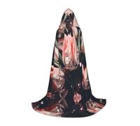 WBQLSL Cape à capuche avec imprimé tulipes roses en cristal, costume d'adolescent, accessoire de fête, tailles S/M/L