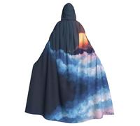 WBQLSL Cape à capuche imprimée lever de soleil dégradé - Costume de fête de vacances/carnaval pour adultes et enfants
