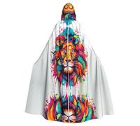 WBQLSL Cape à capuche imprimée lion drôle - Costume de fête de vacances/carnaval pour adultes et enfants