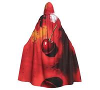 WBQLSL Cape à capuche imprimée peinture à l'huile cerise - Costume de fête de vacances/carnaval pour adultes et enfants