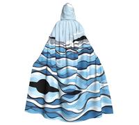 WBQLSL Cape à capuche pour adulte avec motif vagues qui vivent sur les rochers, parfaite pour Halloween, les fêtes costumées et le cosplay.