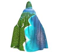 WBQLSL Cape à capuche pour carnaval, Halloween, unisexe, carnaval, fête à thème et bal masqué, motif une île dans l'océan