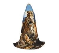 WBQLSL Cape à capuche pour cosplay, motif léopard à la recherche d'une proie, costume, accessoire essentiel de fête, tailles S/M/L (unisexe)