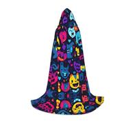 WBQLSL Cape de cosplay à capuche | Happy Printed Large - Accessoire de costume de scène de jeu de rôle