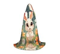 WBQLSL Cape de cosplay à capuche | Impression Happy Bunny L - Accessoire de costume de scène de jeu de rôle