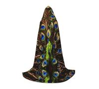 WBQLSL Cape de cosplay à capuche | Paon Spreads Its Tail Printed Small - Accessoire de costume de scène de jeu de rôle